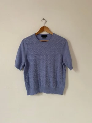 Autograph Cashmere Jumper Size 16 Blue Short Sleeve Knit Sweater Top M&S - Image 1 of 4