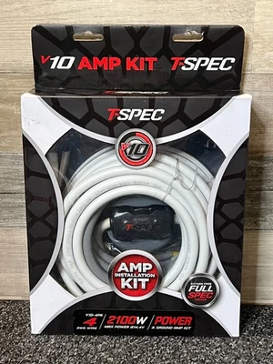 T-Spec V10 Series 4 AWG Amplifier Wiring Kit Pearl White V10-4PK - NEW! - Image 1 of 4