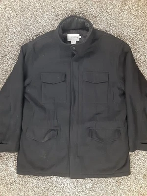 Chaqueta Para Hombres Grande J Crew Utility Chore Field Negra Mezcla de Lana Capucha Oculta Foto 1 de 4