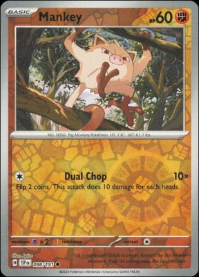 Pokemon - Mankey #098/191 - SV08: Surging Sparks Reverse Holo - Image 1 of 2