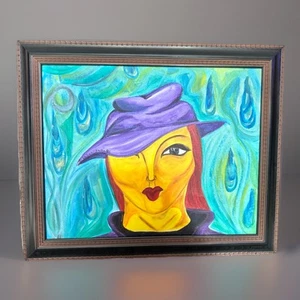 Schöne 16”X 20” bemalte/HECHO EN MEXICO/gerahmt/Cara Jara - Bild 1 von 8
