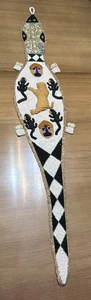 Vintage African Art Yoruba Beaded Sash Animal Lizard Bead Shell Art 57x10 - Picture 1 of 11