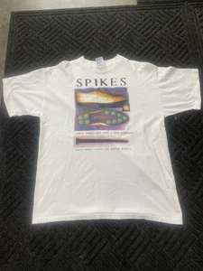 Vintage Single Stitch SPIKES Solid Light HL Miller Total Tee Size Large Stained - Picture 1 of 8