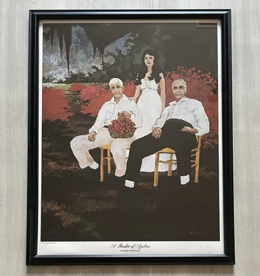 George Rodrique Blue Dog A Bag Of Azaleas Print Framed Signed Numbered 185/1000 - Image 1 of 4