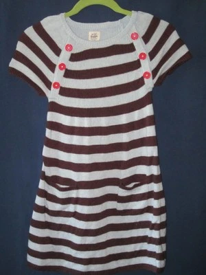 Vestido Suéter Mini Boden Niña Talla 11 12 Y Rayas S/S Azul Marrón Otoño Algodón Tejido Foto 1 de 4