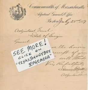 1889 Boston Massachusetts SAMUEL DALTON GENERAL NATIONAL GUARD letterhead - Picture 1 of 1
