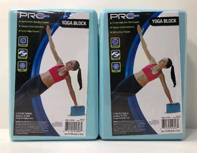 Yoga Block PRO-Strength Yoga Exercise Aqua Blue Foam Blocks 3"x 6"x 9" New (2) - Image 1 of 4