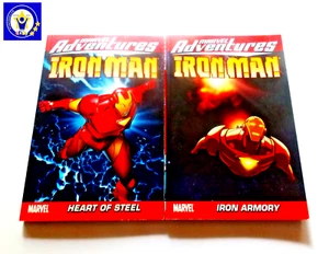 Libros de bolsillo comerciales Iron Man #1: Heart of Steel y #2 Iron Armory de Marvel Adventures - Imagen 1 de 2