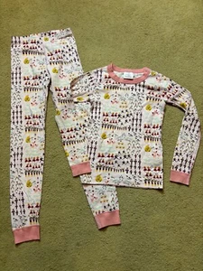 Hanna Andersson Long John Pajamas Pink Organic Cotton 12 Days Christmas 140 / 10 - Picture 1 of 8