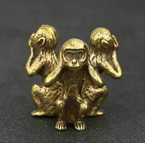 Antique brass three sided monkey ornaments, twelve zodiac monkey ornaments - Picture 1 of 6
