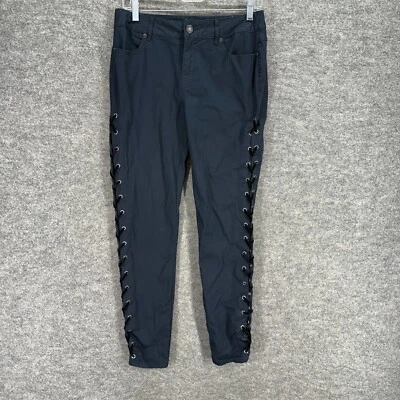 Pantalones Harley Davidson para mujer 6 azules tiro medio frente plano ajustados chinos pana Foto 1 de 4