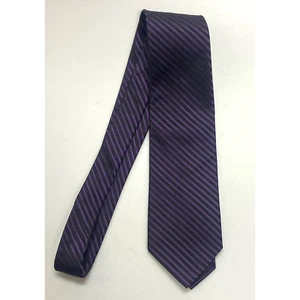Nicole Miller All Silk Tie 3 3/4" Wide Purple And Black Stripes 58.5" Long - Picture 1 of 7