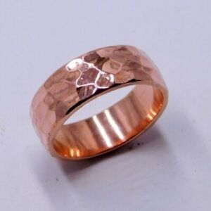 Pure Copper Hammered Men's Handmade Jewelry Band Ring Perfect Valentine's Gift