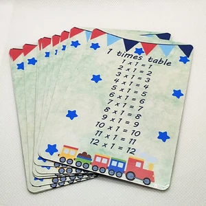 Times Tables Zug Jungen laminierte Flash-Karten 1-12 Mathematik 3,5""x5"" pädagogisch - Bild 1 von 4