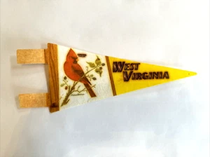 Vintage 1970's West Virginia Mini Felt Pennant Cardinal State Bird - Picture 1 of 2