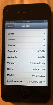 iPhone 4 Black (Verizon) A1349 16GB CDMA Fast Ship Very Good Used IOS 6.1.6 - Image 1 of 2