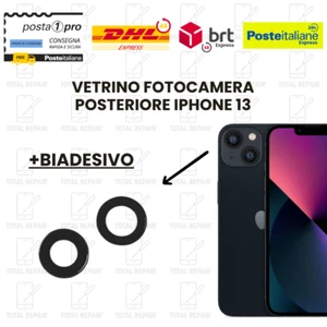 VETRINO VETRO LENTE FOTOCAMERA POSTERIORE IPHONE 13 + BIADESIVO - Zdjęcie 1 z 1