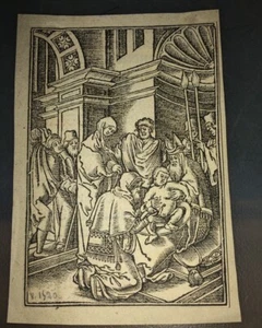 JUDAICA. GRAVURE DE 1520 REPRÉSENTANT UNE CIRCONCISION. - Foto 1 di 3