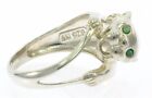 Ladies Panther Ring in Sterling Sliver with Genuine Emeralds