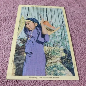 Native American Vintage Postcard Papago Indian Girl Carrying Water - Picture 1 of 2