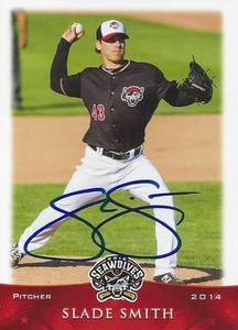 Slade Smith 2014 Erie SeaWolves Signed Card