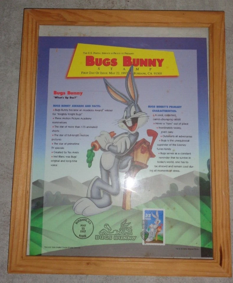 FRAMED BUGS BUNNY STAMP FIRST DAY ISSUE MAY 22, 1997 - Image 1 of 1