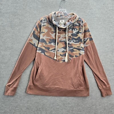 Sudadera BKE Mujer Mediana Marrón Piezas Camuflaje Bloques de Color Sudadera con Capucha Túnica Foto 1 de 4