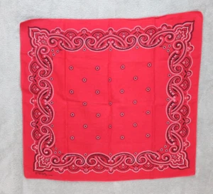Vintage Washfast Colors All Cotton USA Made Red Bandana Handkerchief 19x20.5 - Picture 1 of 4
