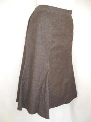 Falda Larga Maggie Barnes Talla 0X Seis Paneles con Parte Inferior Acampanada en Denim Marrón Foto 1 de 3