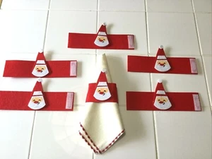 NEW Set of 6 Oriental Trading Santa Napkin Holders Hook & Loop Closure - Picture 1 of 5
