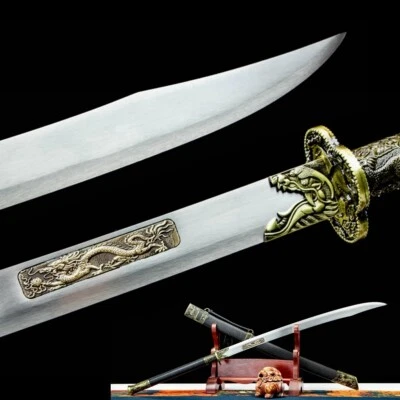 Espada Wushu China Kung Fu 65 Hoja de Acero Manganeso Afilado Oxtail Dao Foto 1 de 4