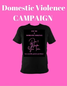 BeauxjibaeLondon Tshirt No To Domestic Violence Pink / Black - Picture 1 of 1