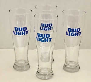 Bud Light Premium Light Lager Beer Drinking Glass 16 oz Pint 9.25" Tall Lot of 4 - Picture 1 of 10