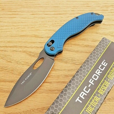 Tac Force Rapid Lock Folding Knife 3.75" 3Cr13 Steel Blade Blue Aluminum Handle - Image 1 of 4