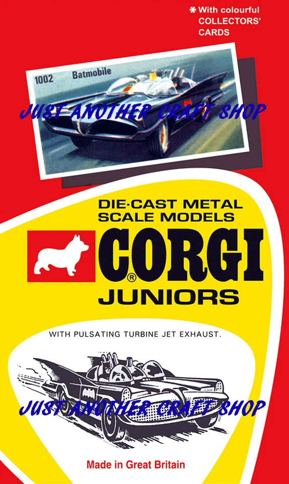 Corgi Junioren Husky Batman Batmobile 1002 Poster Anzeige Prospekt Shop Zeichen - Bild 1 von 1