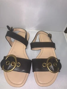 Sandalias Coach Jen C de cuero con doble correa para mujer - negras talla 6,5 - Imagen 1 de 9