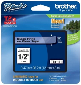 Brother 1/2" (12 mm) schwarz auf durchsichtig P-Touch Band für PT1100, PT-1100 Etikettiergerät - Bild 1 von 1
