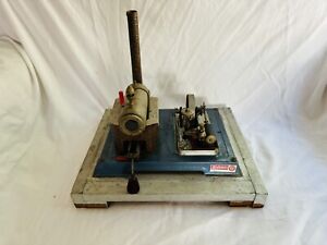 Old Vtg Wilesco Steam Engine Toy With Wood Base Made In West Germany