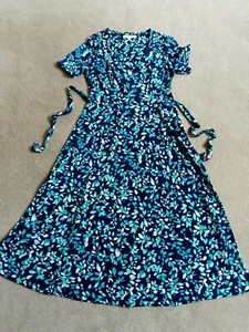 Blue and white leaf pattern Julipa stretchy dress 12 UK 40eu - Picture 1 of 10