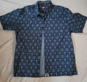 Tommy Hilfiger Jeans Men's Blue Short Sleeve Button Up Shirt Size Large - Picture 1 of 5