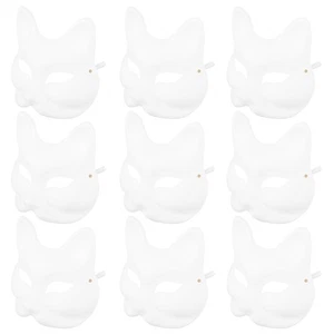 10 Pcs Handbemalte Zellstoffmasken Arbeit Fuchsmaske Zum Bemalen - Afbeelding 1 van 12