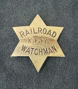 Obsolete/Vintage Northern Pacific Railway Railroad Watchman 6-point Badge. - Picture 1 of 3
