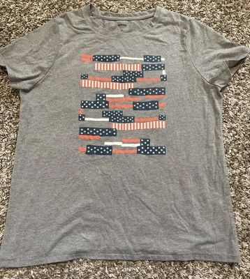 Sonoma Gray USA Patriotic Red White Blue Flag Star T-Shirt Women’s Sz XL - Image 1 of 4