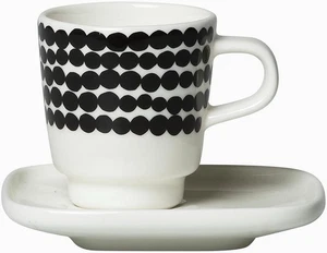 Marimekko Espresso Set, 1.76 oz Stoneware Cup & Saucer, Modern Pattern - Picture 1 of 2