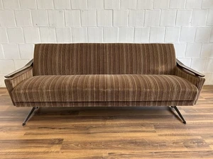 Vintage Sofa 70er 80er Jahre braun 4-Sitzer Schlaffunktion - Bild 1 von 7