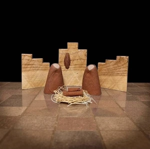 Vintage Peggy Klapbeke Krippenszene Tonholz Handarbeit Kunst signiert 2003 Dekor 7 Teile - Bild 1 von 12