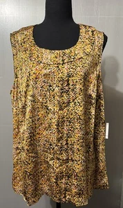 Kasper Women's Sleeveless Shirt Size 1X NWT MSRP $69 Multi Gold- Desert Oasis - Picture 1 of 10