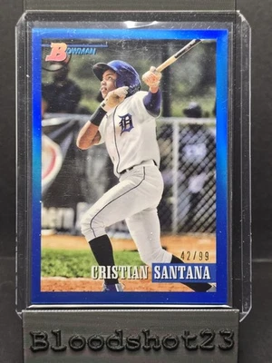 Cristian Santana /99 Blue Refractor 2021 Bowman Heritage Chrome RC Prospect - Image 1 of 3