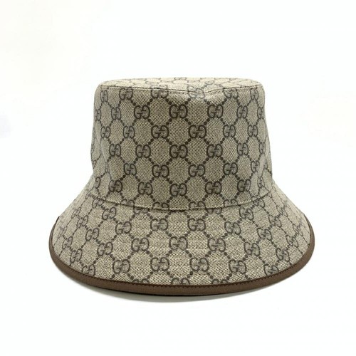 Gucci 780498 Cappello Secchiello Gg Rivestito Tela Beige Marrone Taglia L Uomo Donna Gestisci