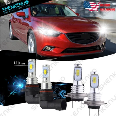 Комплект белых светодиодных ламп дальнего/ближнего света для Mazda 3 2007-2009 Mazda 6 2011-2013 - Изображение 1 из 4